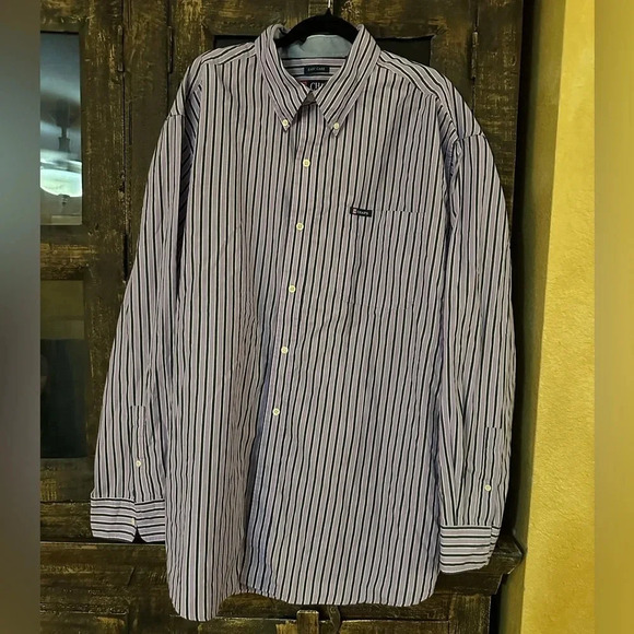 CHAPS Easy Care Mens Long Sleeve Button Down Striped Shirt MEN Size 2XB/2TG - Picture 1 of 5